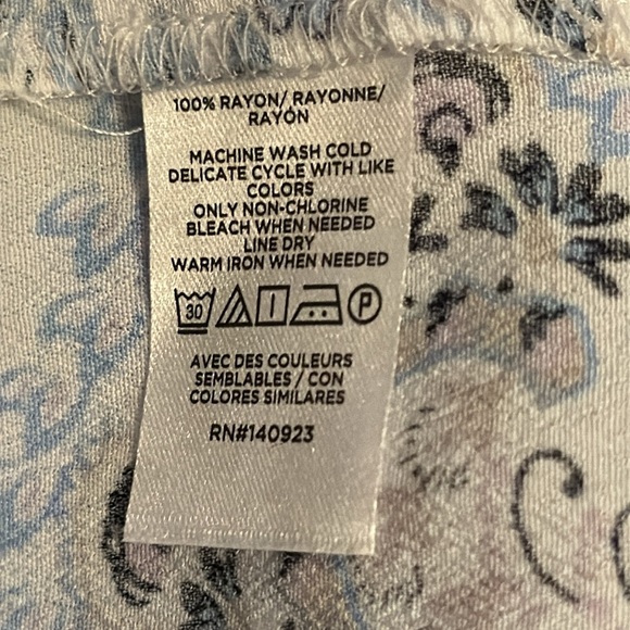 LOFT Paisley Puff short Sleeves Button swing dress Sz L - Picture 7 of 7